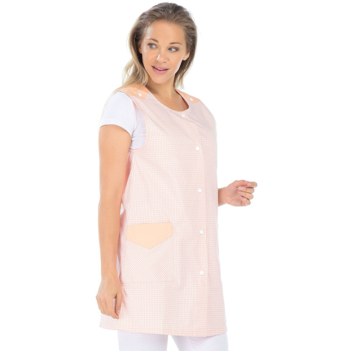 Blouse femme sans manche vichy polycoton pro médical