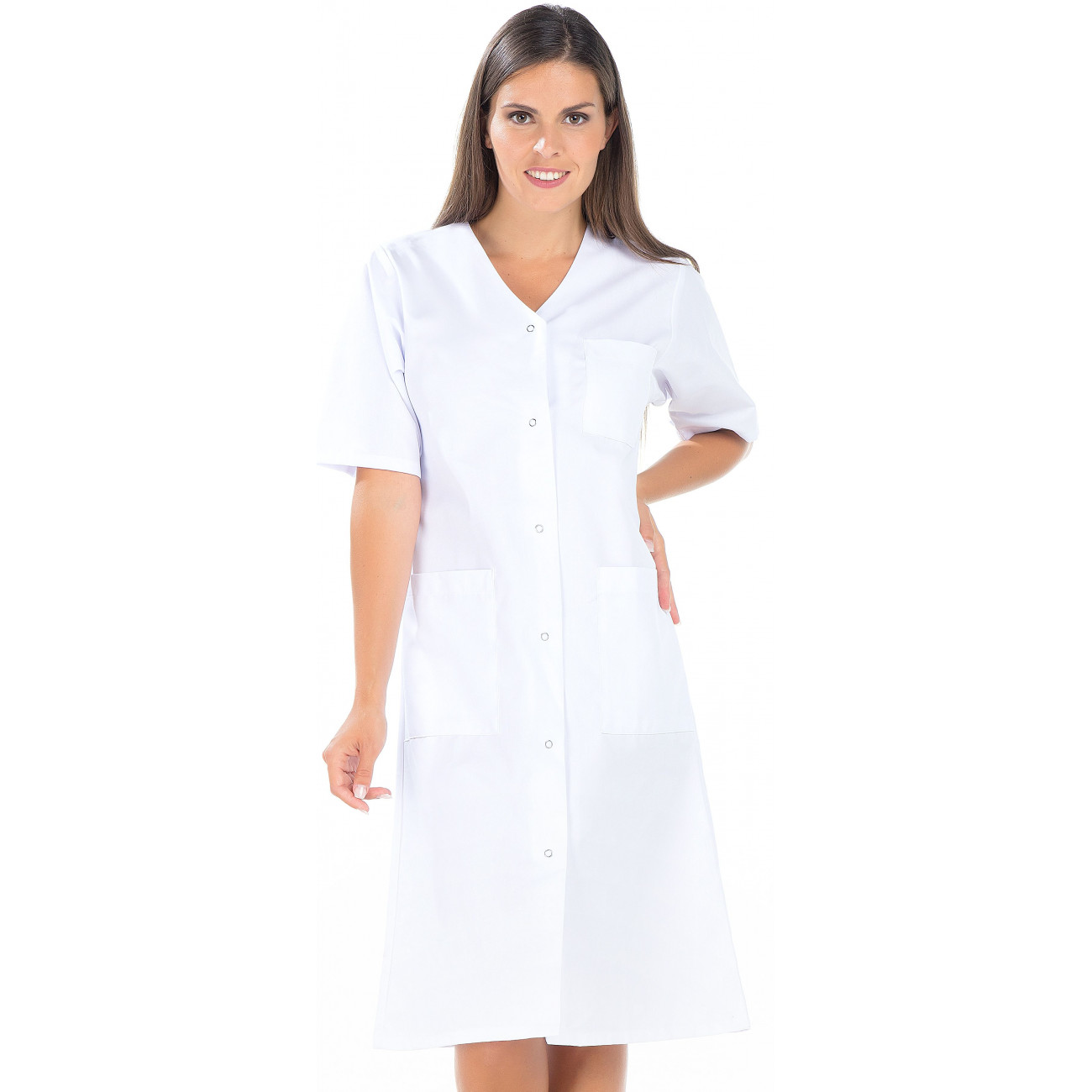 Blouse longue manches courtes, col V