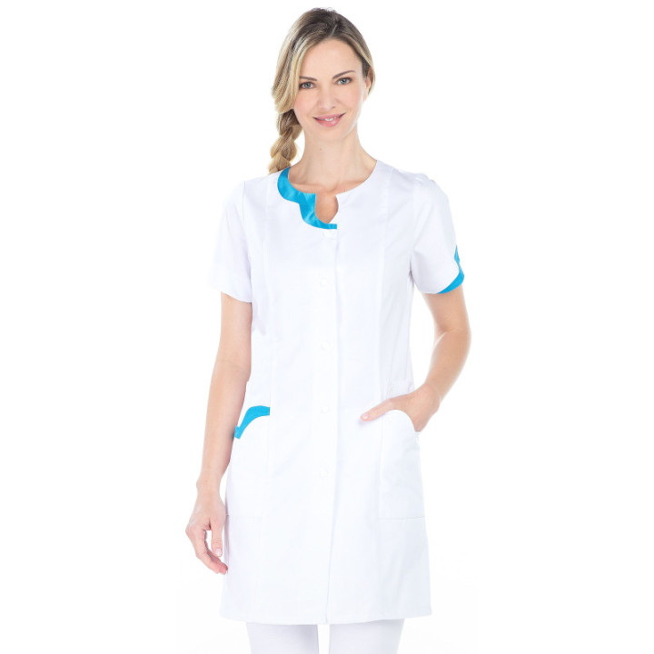 Blouse médicale femme polycoton manches courtes REMI blanche