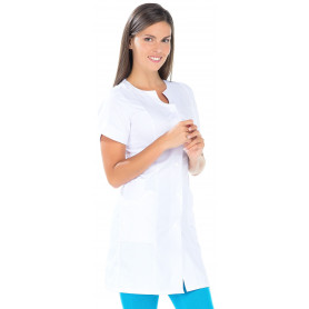 Blouse dame manches courtes en polycoton serge coupe ajustée (2)
