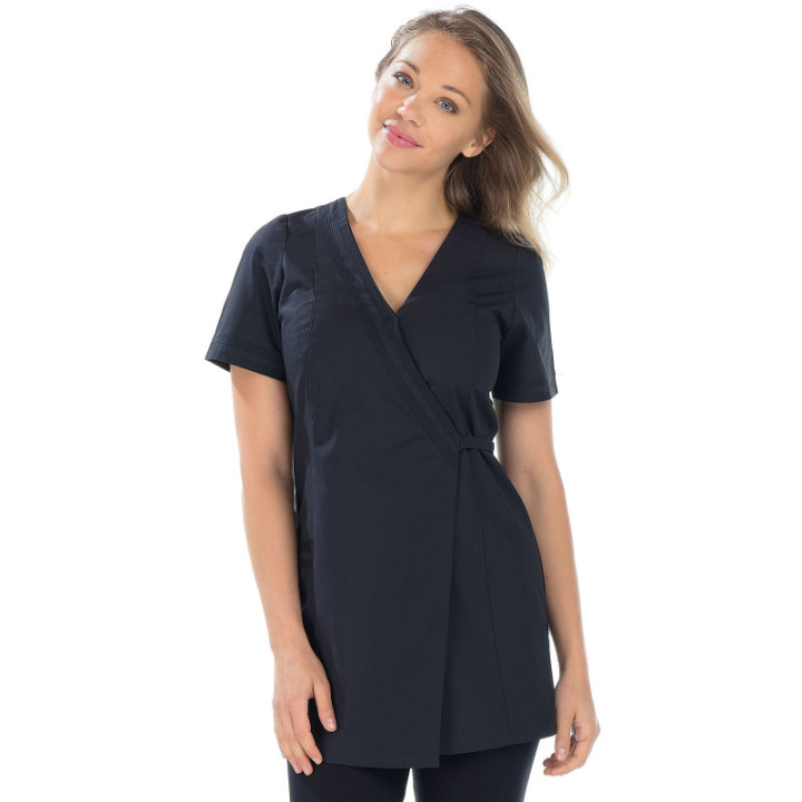 Tunique femme médicale manches courtes noir polycoton REMI