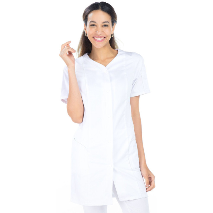 Blouse médicale femme manches courtes coton poly coupe ajustée