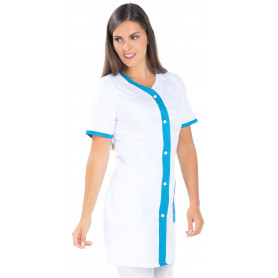 Blouse dame manches courtes en coton-poly satin coupe ajustée (2)