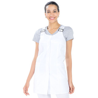 Blouse dame sans manches polycoton blanc travail médical