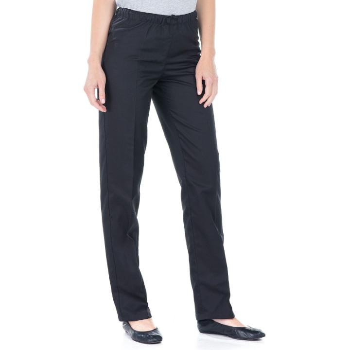 Pantalon de cuisine unisexe noir sans poche polycoton
