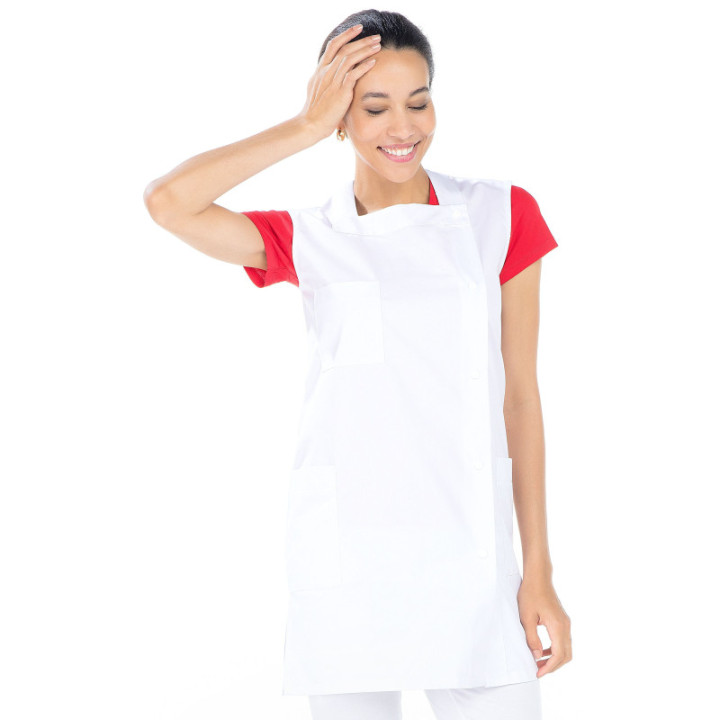 Blouse femme sans manches polycoton médical blanc REMI