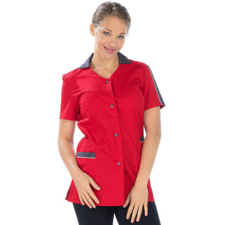 Tunique rouge boucherie femme manches courtes REMI