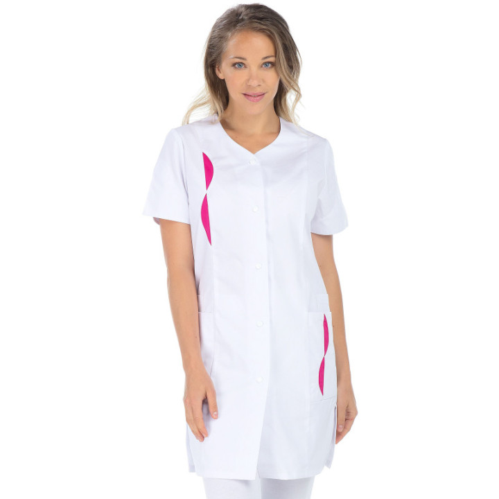 Blouse médicale femme manches courtes ajustée blanche REMI