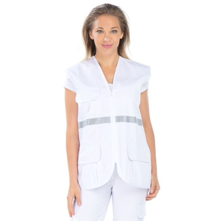 Gilet ambulancier blanc unisexe haute visibilité REMI