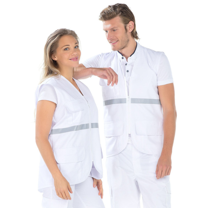 Gilet ambulancier blanc unisexe haute visibilité REMI