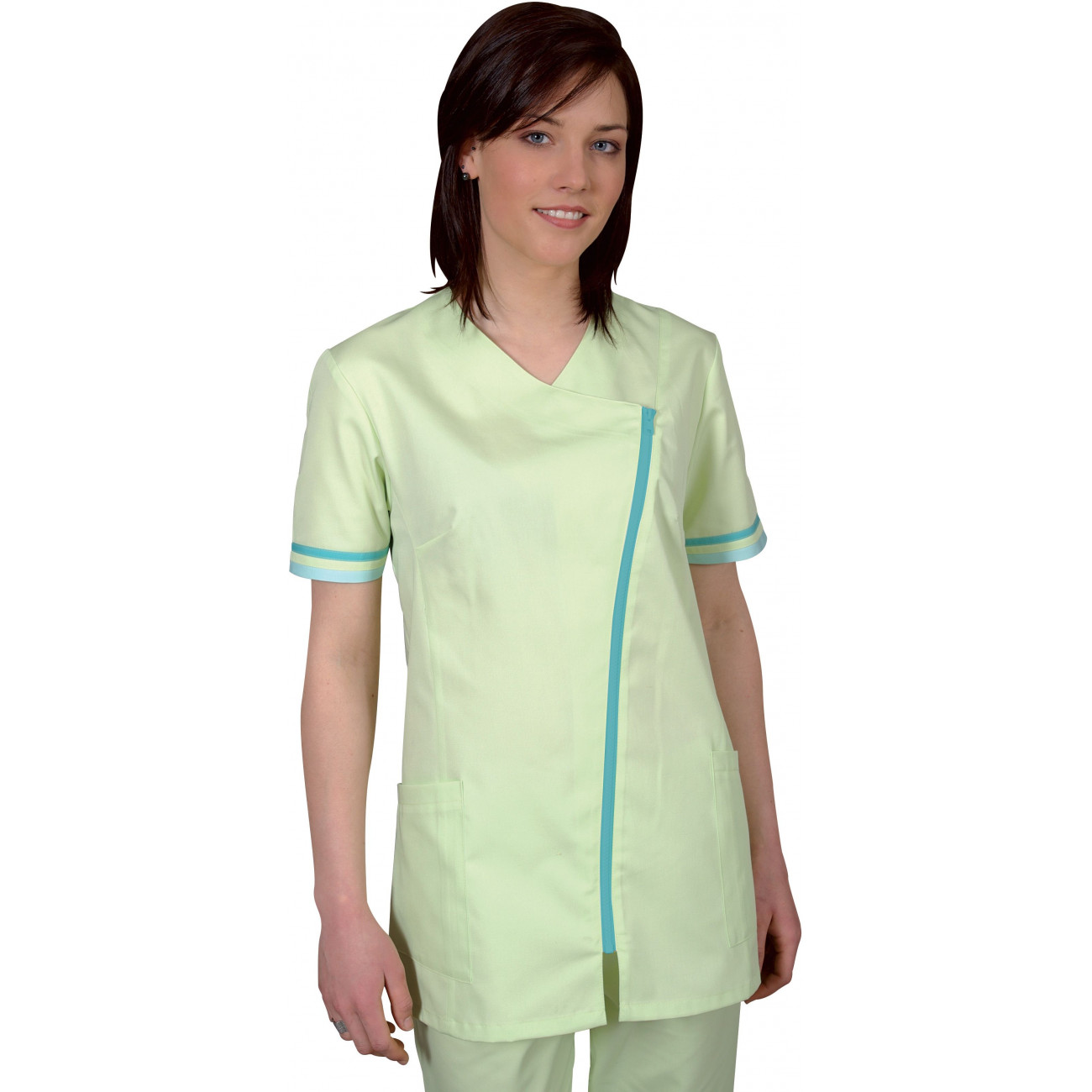 Tunique médicale femme manches courtes, fermeture zippé côté Tunique médicale femme manches courtes, fermeture zippé côté