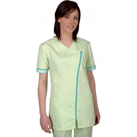 Tunique médicale femme manches courtes, fermeture zippé côté