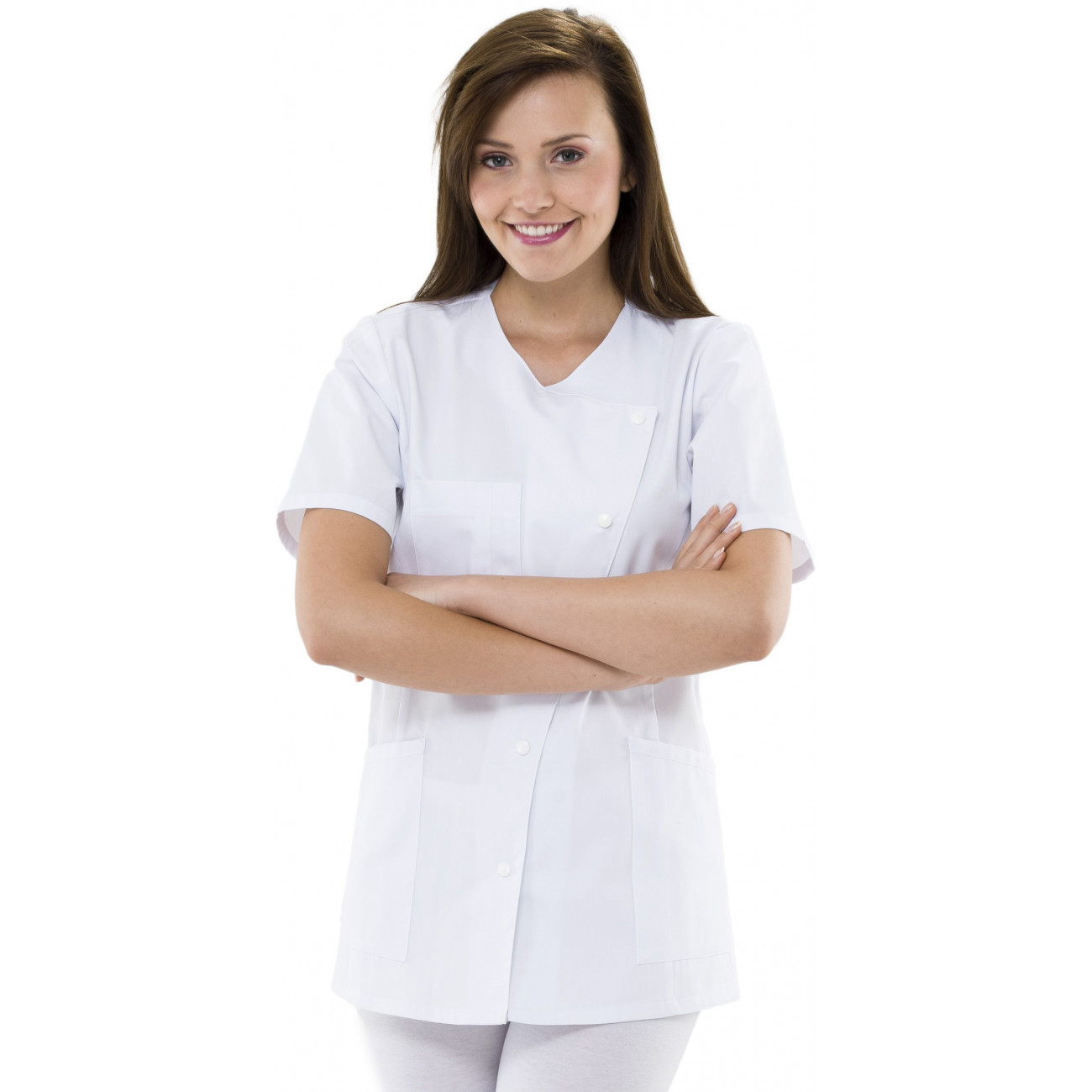 Tunique femme manches courtes, fermeture côté