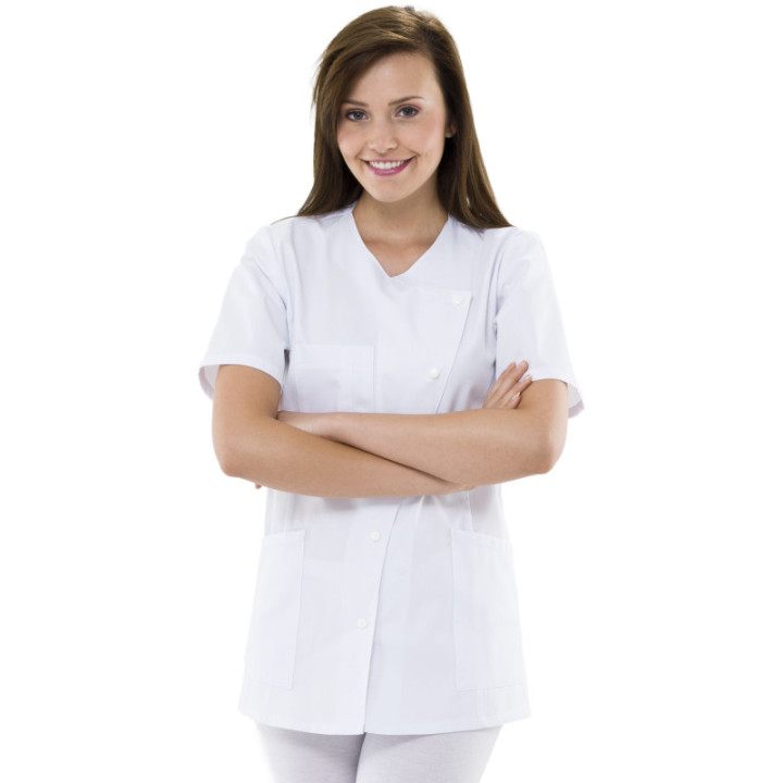 Tunique médicale femme manches courtes fermeture côté REMI