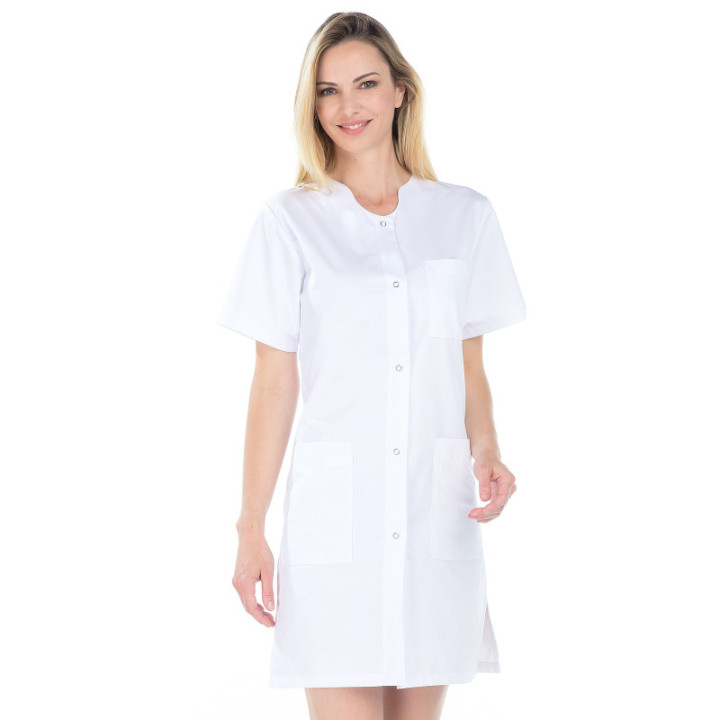 Blouse médicale femme manches courtes polycoton blanc REMI