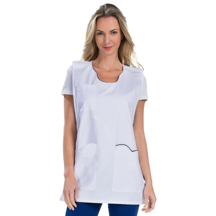Chasuble blanche femme médicale sans manches REMI