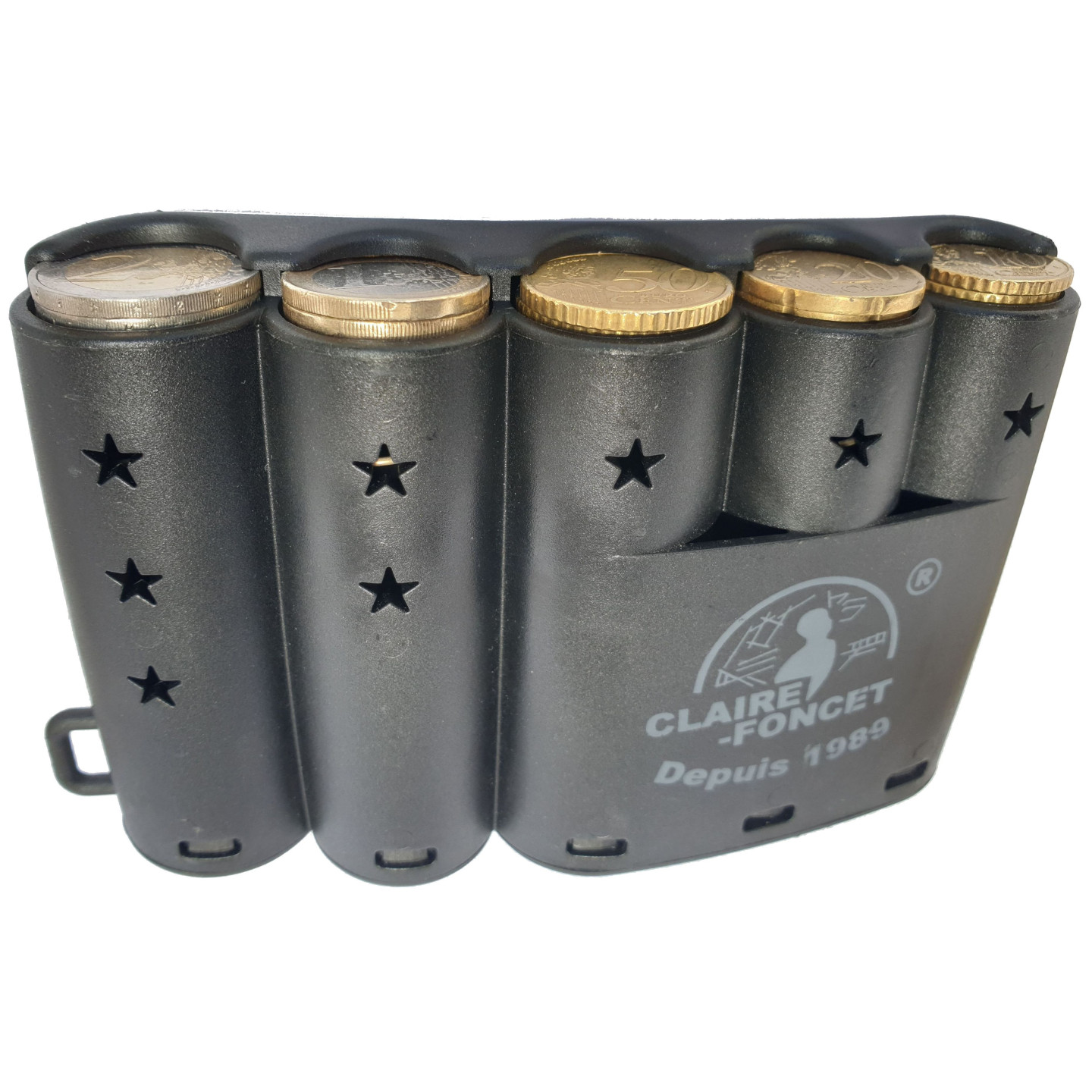 Boîte Rangement Monnaie 2 Trieurs à Pièces Avec Ressort - 5 Compartiments, Pour Serveurs, Chauffeurs, Commerçants - Noir Et Transparent Range Piece De Monnaie