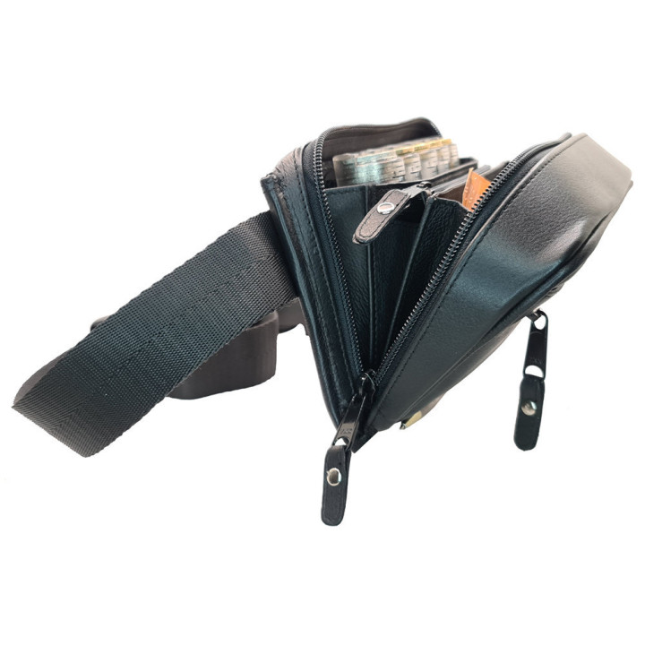 Sacoche serveur cuir zippée monnayeur 5 pièces transparent