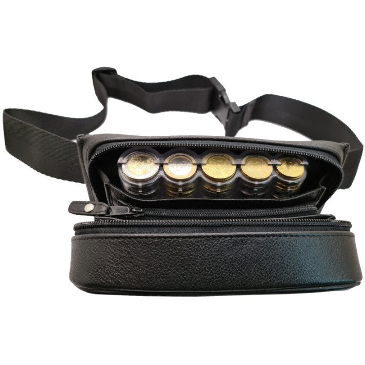 Sacoche serveur cuir zippée monnayeur 5 pièces transparent