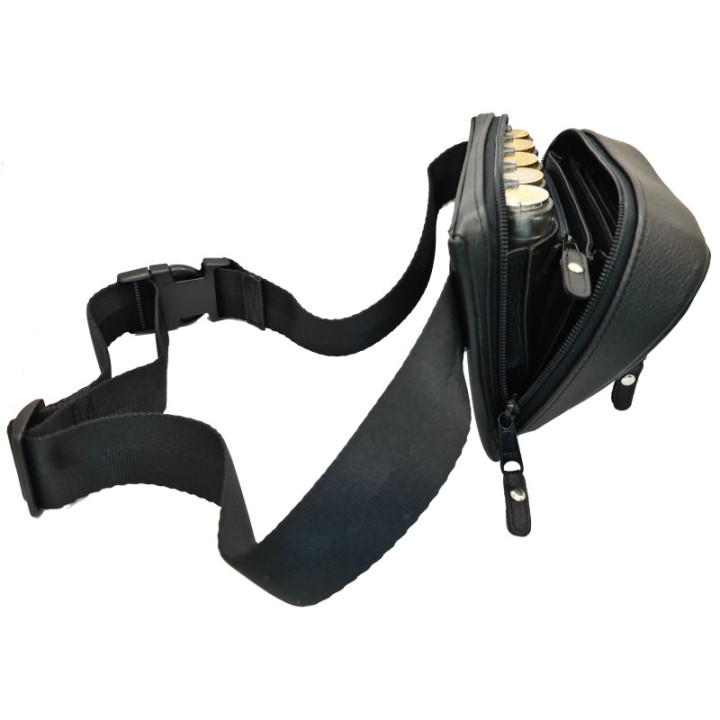 Sacoche serveur cuir zippée monnayeur 5 pièces transparent