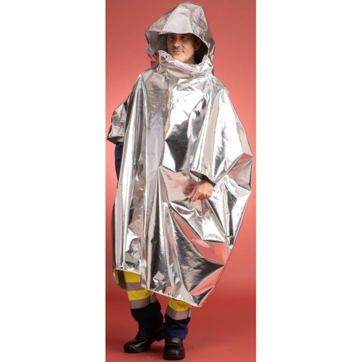 Poncho de survie ignifuge tissu de verre alu EPI forêt
