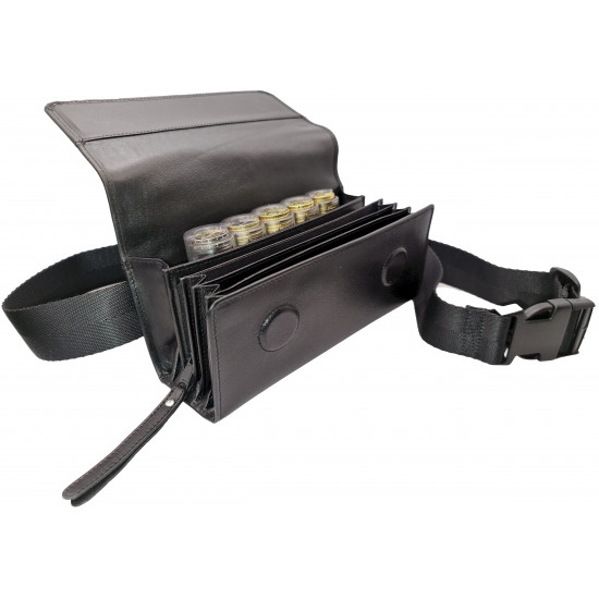 Sacoche de serveur en cuir avec monnayeur 5 pièces transparent