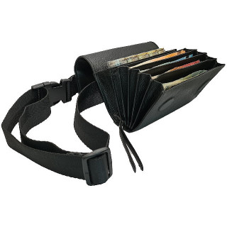 Sacoche de serveur en cuir avec monnayeur transparent de 5 pièces d'euros fermeture par aimant