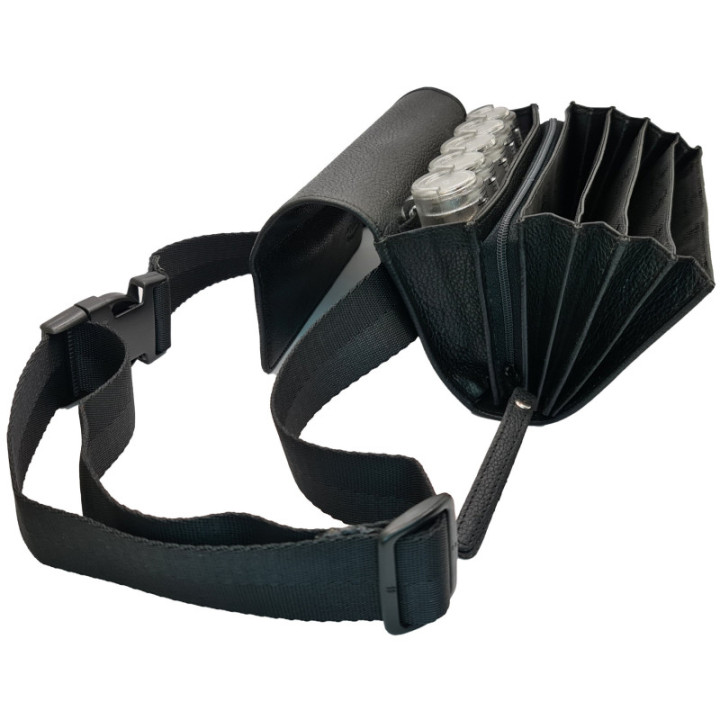 Sacoche de serveur en cuir avec monnayeur transparent de 5 pièces d'euros fermeture par aimant