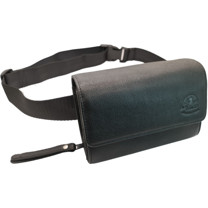 Sacoche de serveur en cuir avec monnayeur transparent de 5 pièces d'euros fermeture par aimant