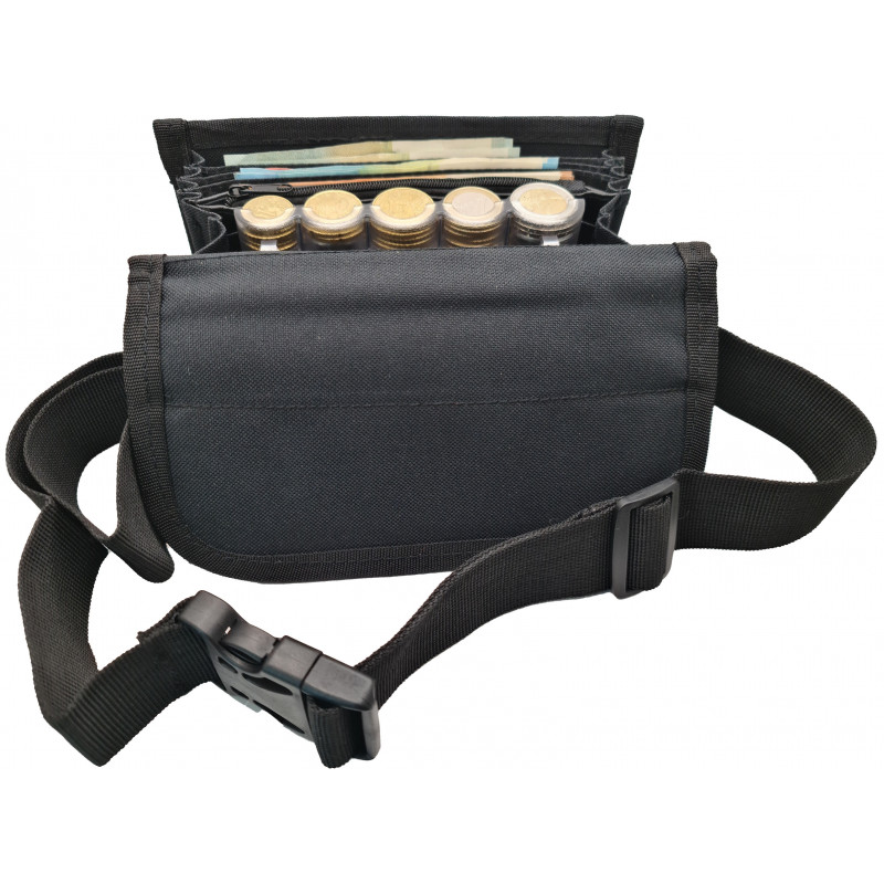 Sacoche Serveur en TISSU 1 poche zippée + Monnayeur 5 PIÈCES Transparent