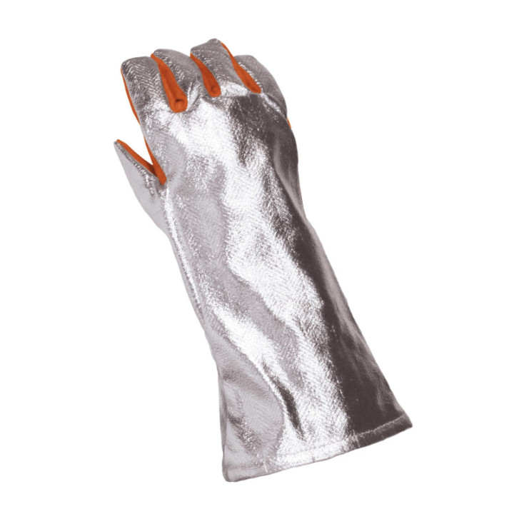 Gants anti chaleur cuir aluminisé 5 doigts travail haute T°