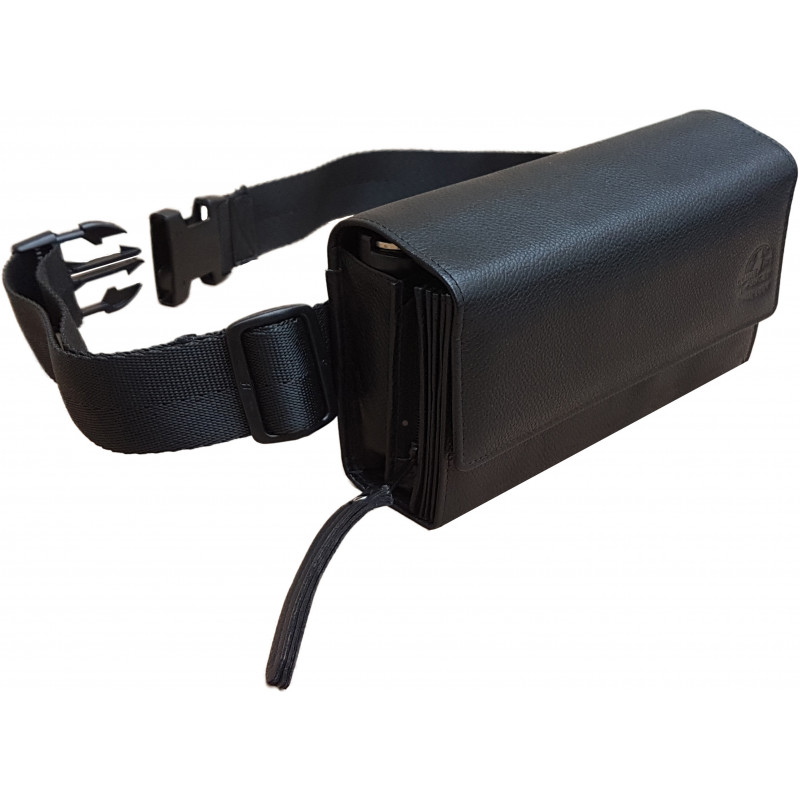 Sacoche de Serveur en CUIR, Ouverture Accordéon + Monnayeur 8 PIÈCES Noir, Fermeture SCRATCH