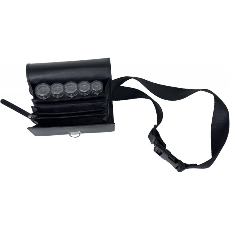 Sacoche de Serveur en Cuir, avec Monnayeur 5 Pièces Transparent, Fermeture Cartable