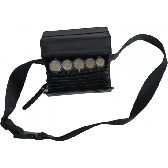Sacoche de Serveur en Cuir, avec Monnayeur Distributeur 5 Pièces Transparent et Gradué, Fermeture aimants