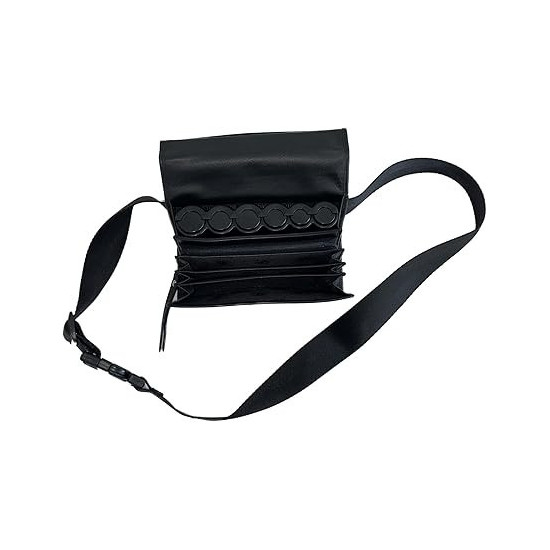 Sacoche Banane Serveur en Véritable Cuir de Bovin, avec Monnayeur Distributeur 6 Pièces d'Euros, Fermeture Cartable
