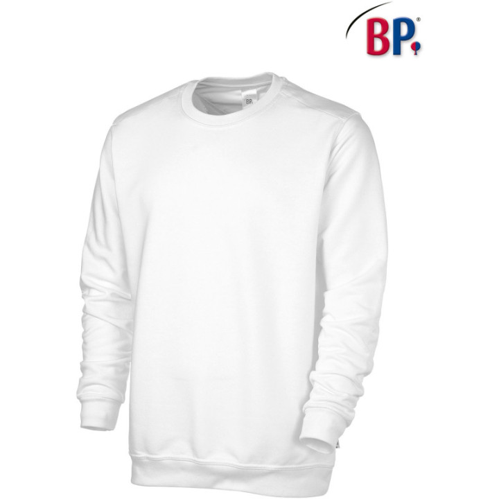 Sweat-shirt unisexe blanc adapté au lavage industriel