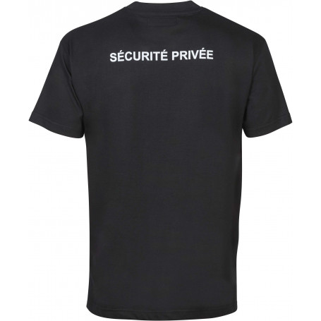 Tee-shirt noir imprimé SECURITE PRIVEE pour agent de sécurité avec identification