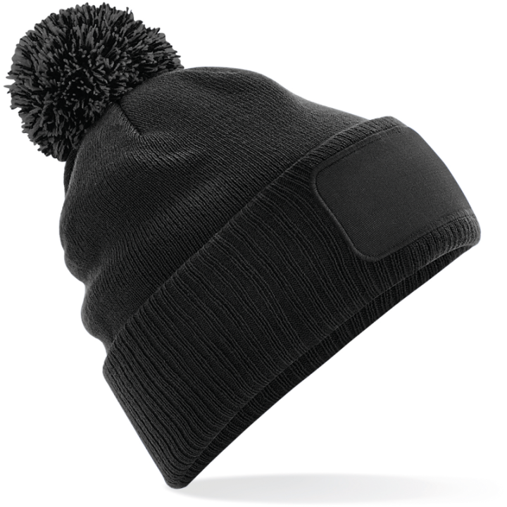 Bonnet à revers côtelé avec pompon bicolore et étiquette TearAway – confort doux et style tendance