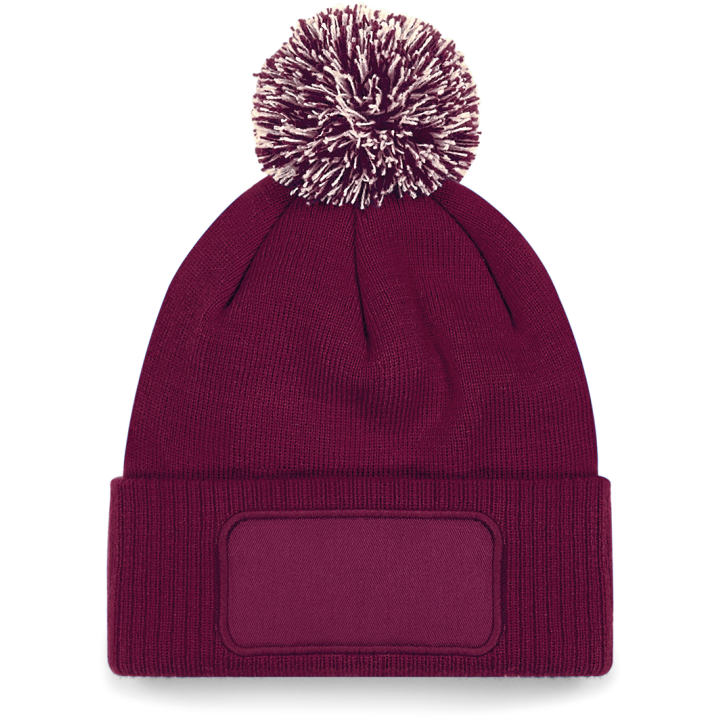 Bonnet à revers côtelé avec pompon bicolore et étiquette TearAway – confort doux et style tendance