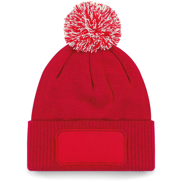 Bonnet à revers côtelé avec pompon bicolore et étiquette TearAway – confort doux et style tendance