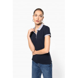 Polo piqué bicolore femme