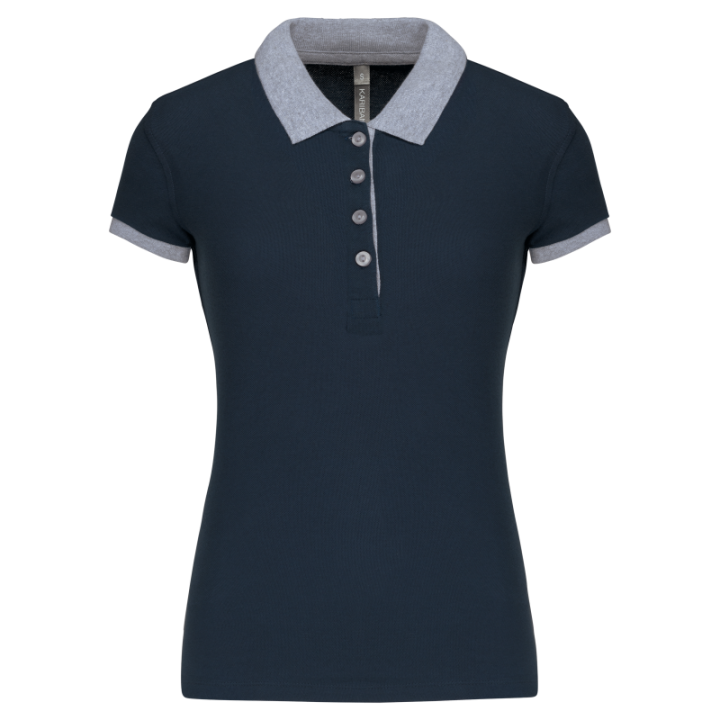 Polo piqué bicolore femme