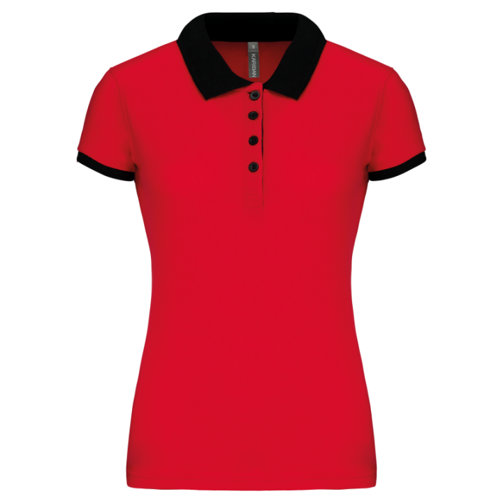 Polo piqué bicolore femme