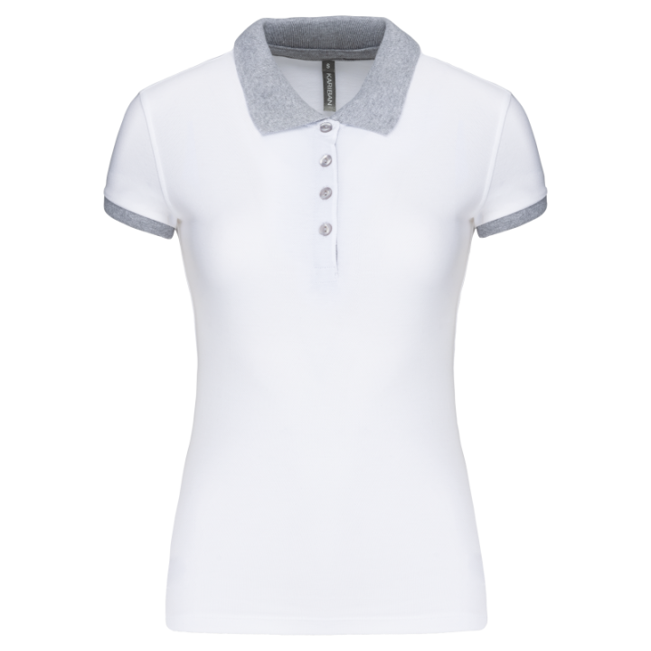 Polo piqué bicolore femme