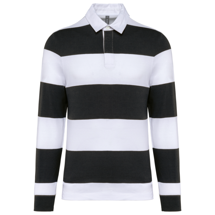 Polo rugby rayé manches longues unisexe