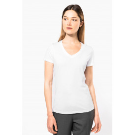 T-shirt Supima col V manches courtes femme