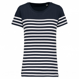 T-shirt marin col rond bio femme doux et confortable (2)