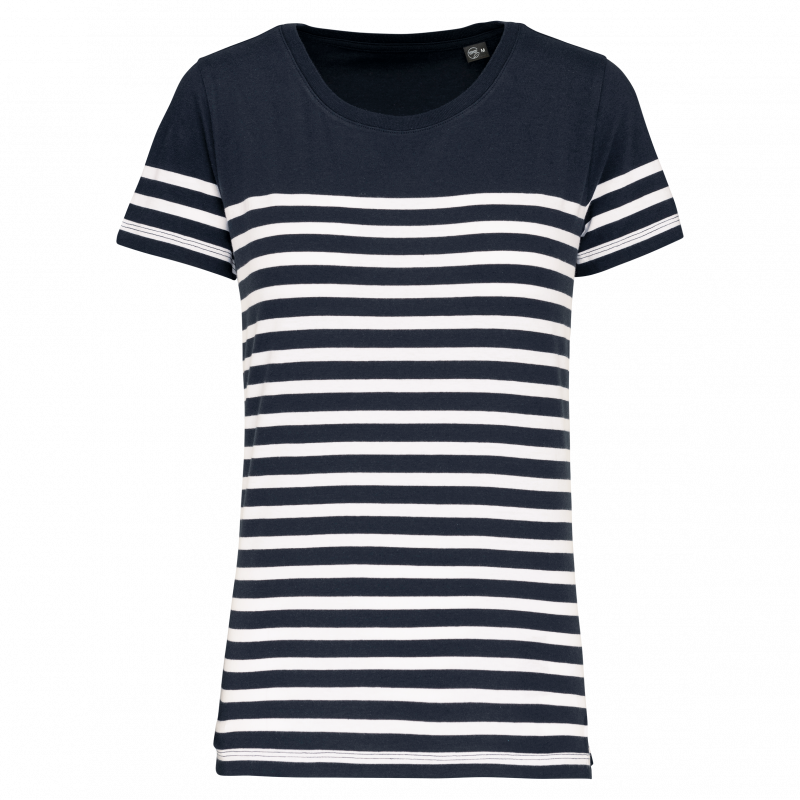 T-shirt marin col rond bio femme doux et confortable
