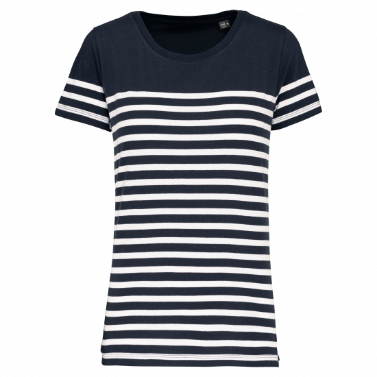 T-shirt marin col rond bio femme doux et confortable
