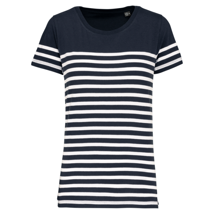 T-shirt marin col rond bio femme doux et confortable